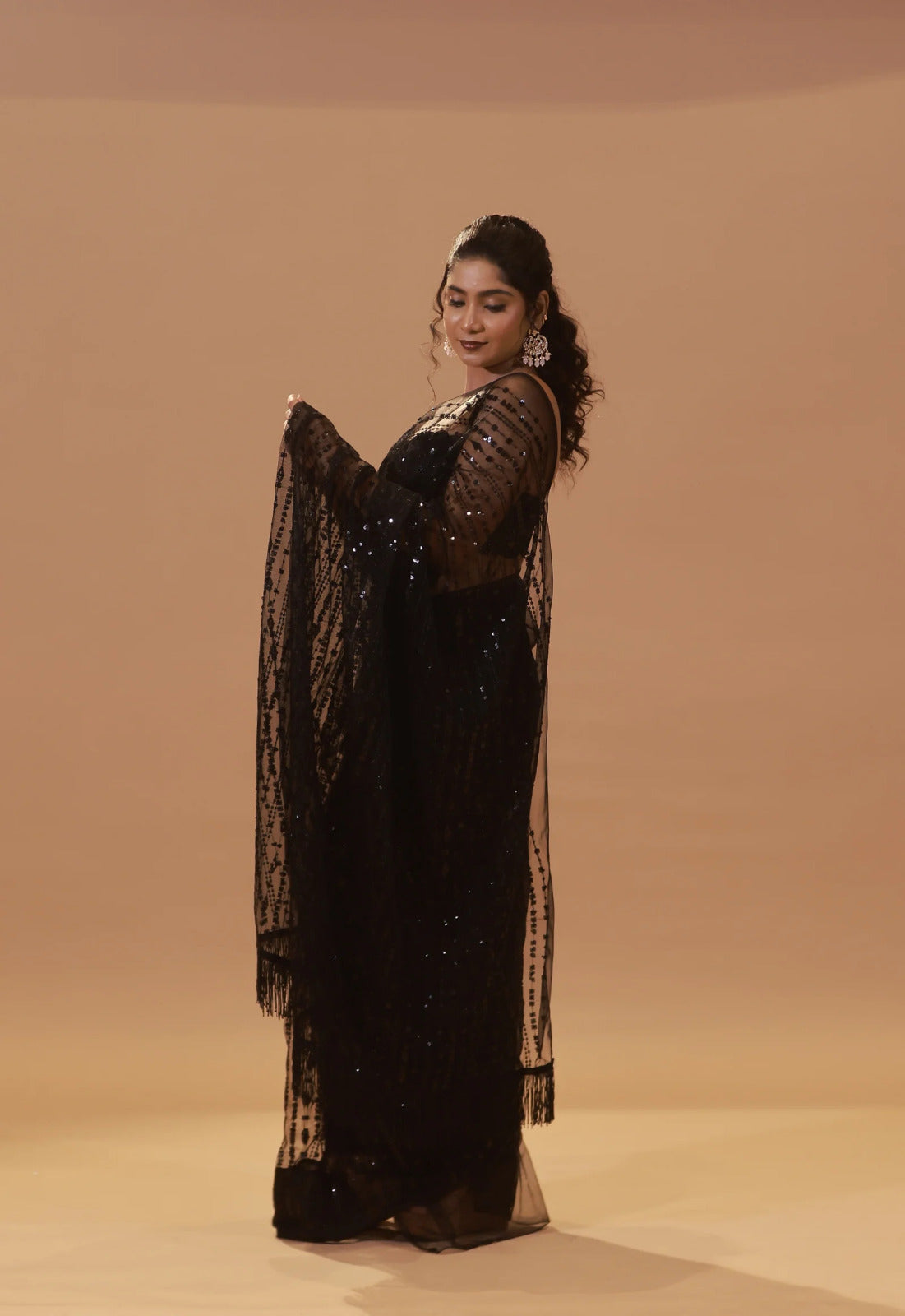 Premium Wedding Festival partywear Readymade black saree with stitched blouse