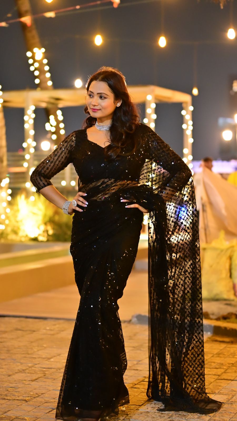 Premium Wedding Festival partywear Readymade black saree with stitched blouse