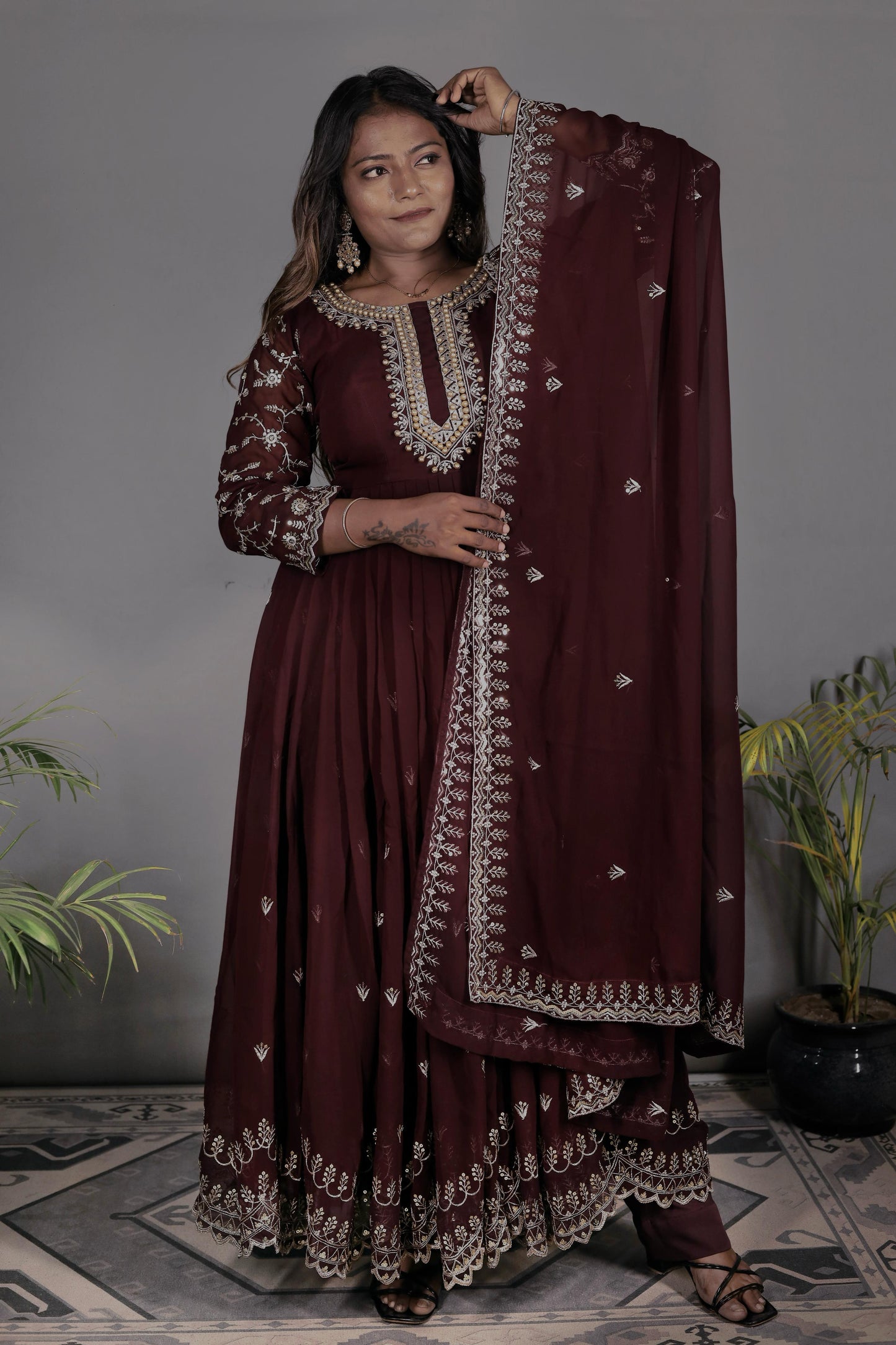 Anarkali Full Flair Readymade Indian wedding Festival Salwar kameez dress