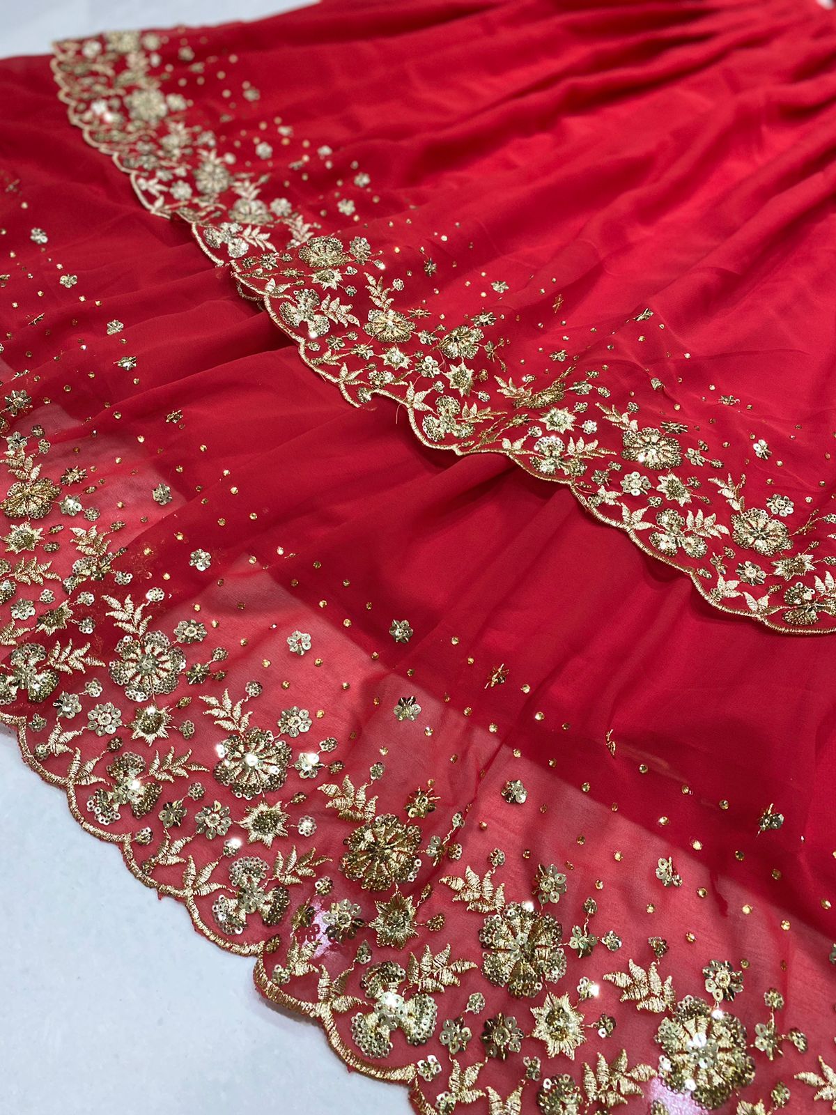 Premium Wedding red blue Indian Readymade Stitched Lehenga Choli