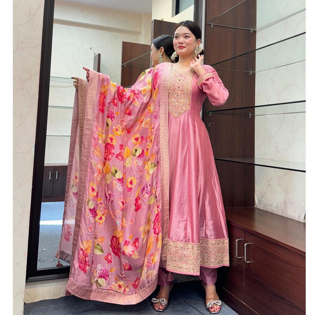 Pink premium Readymade Indian wedding Festival partywear anarkali Salwar Kameez dress