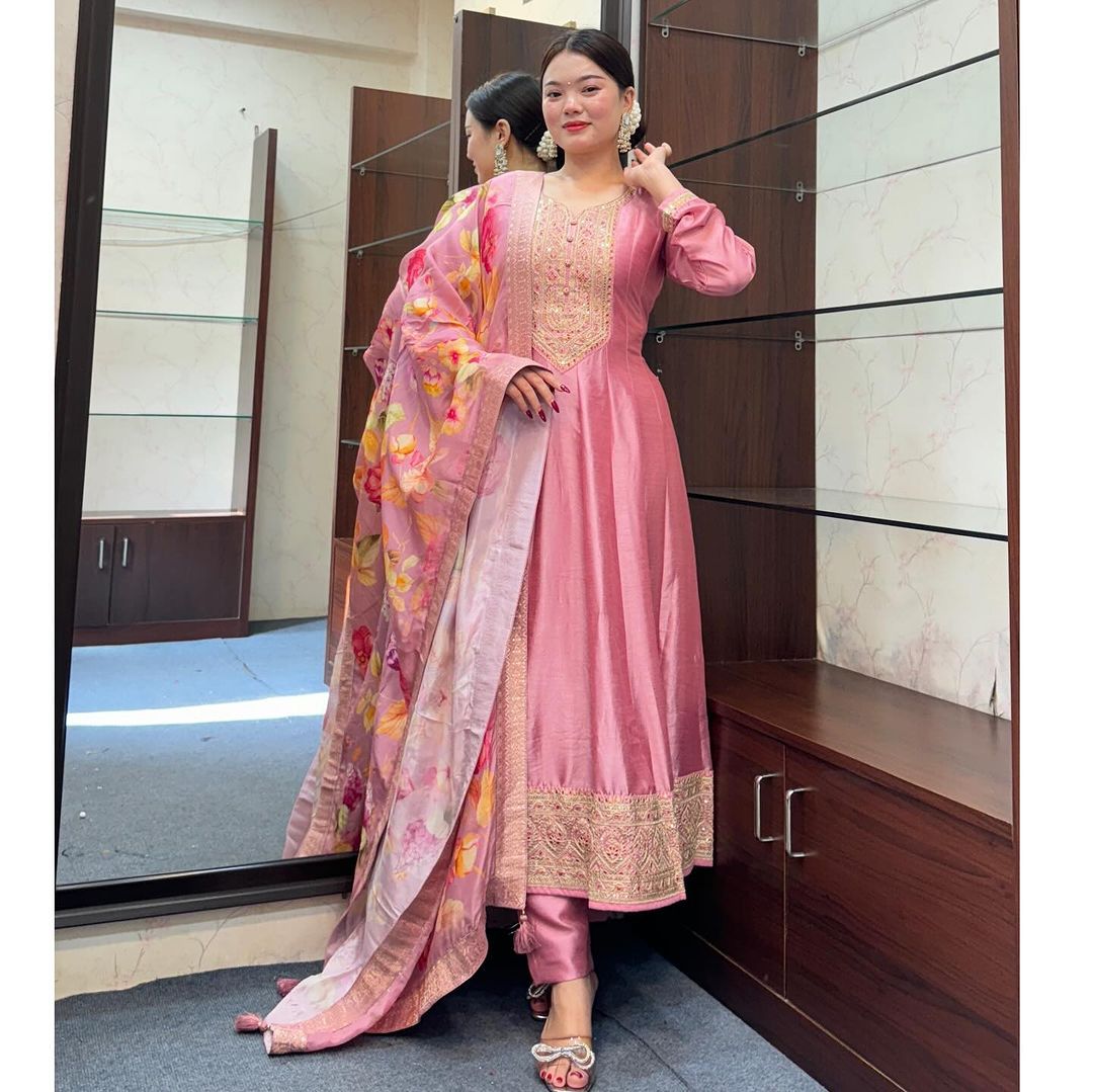 Pink premium Readymade Indian wedding Festival partywear anarkali Salwar Kameez dress