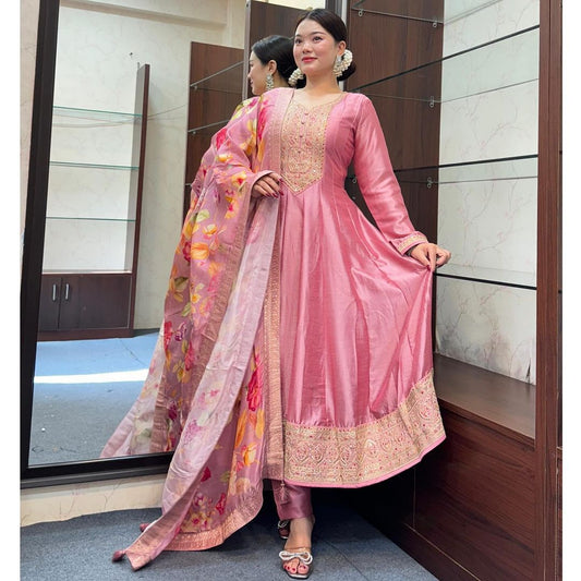 Pink premium Readymade Indian wedding Festival partywear anarkali Salwar Kameez dress