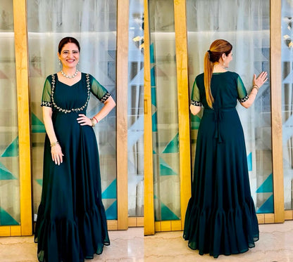 Indowestern gown with koti Indian Readymade wedding Festival partywear Gown dress