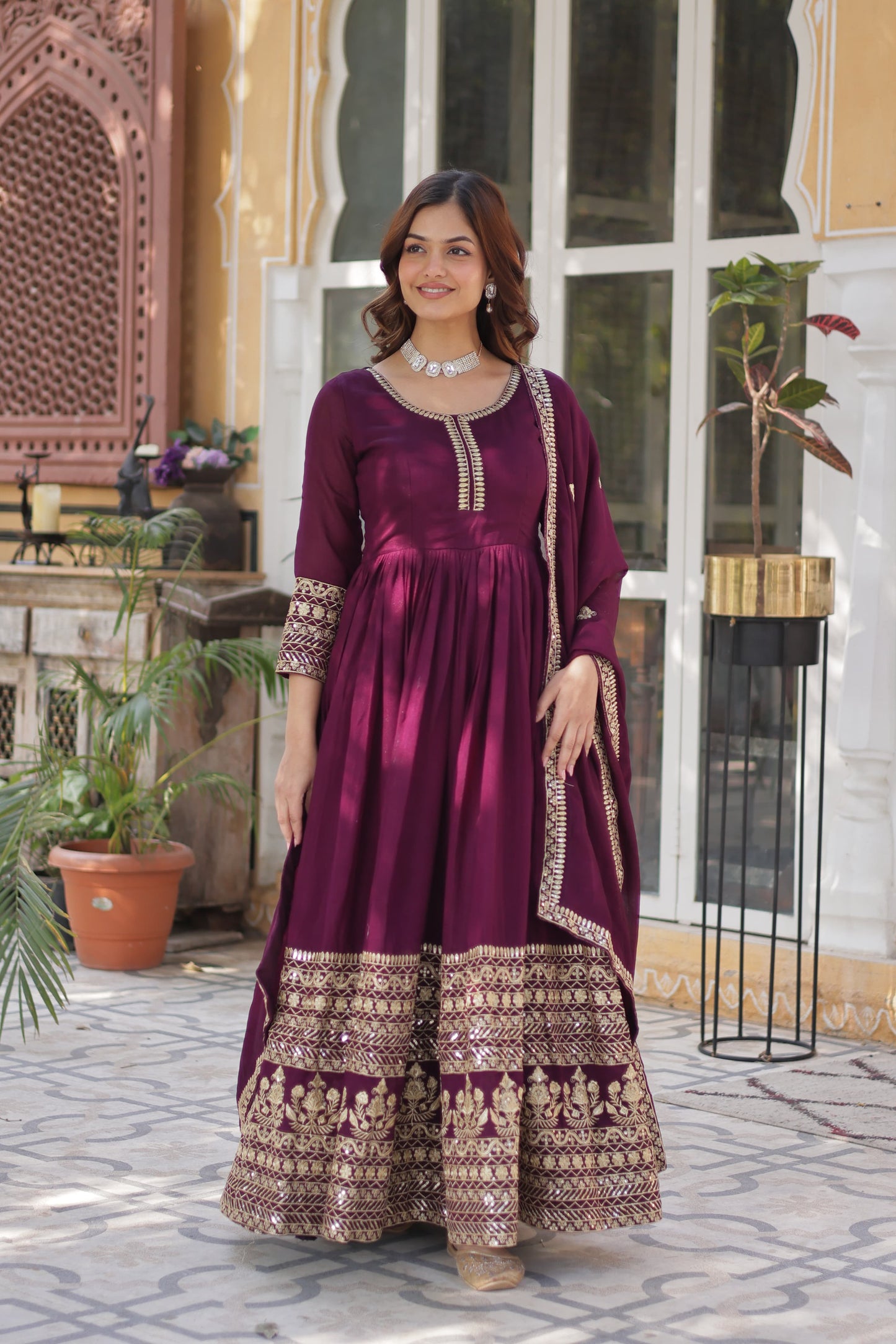 Anarkali Full Flair Readymade Wedding Festival partywear Indian gown dress