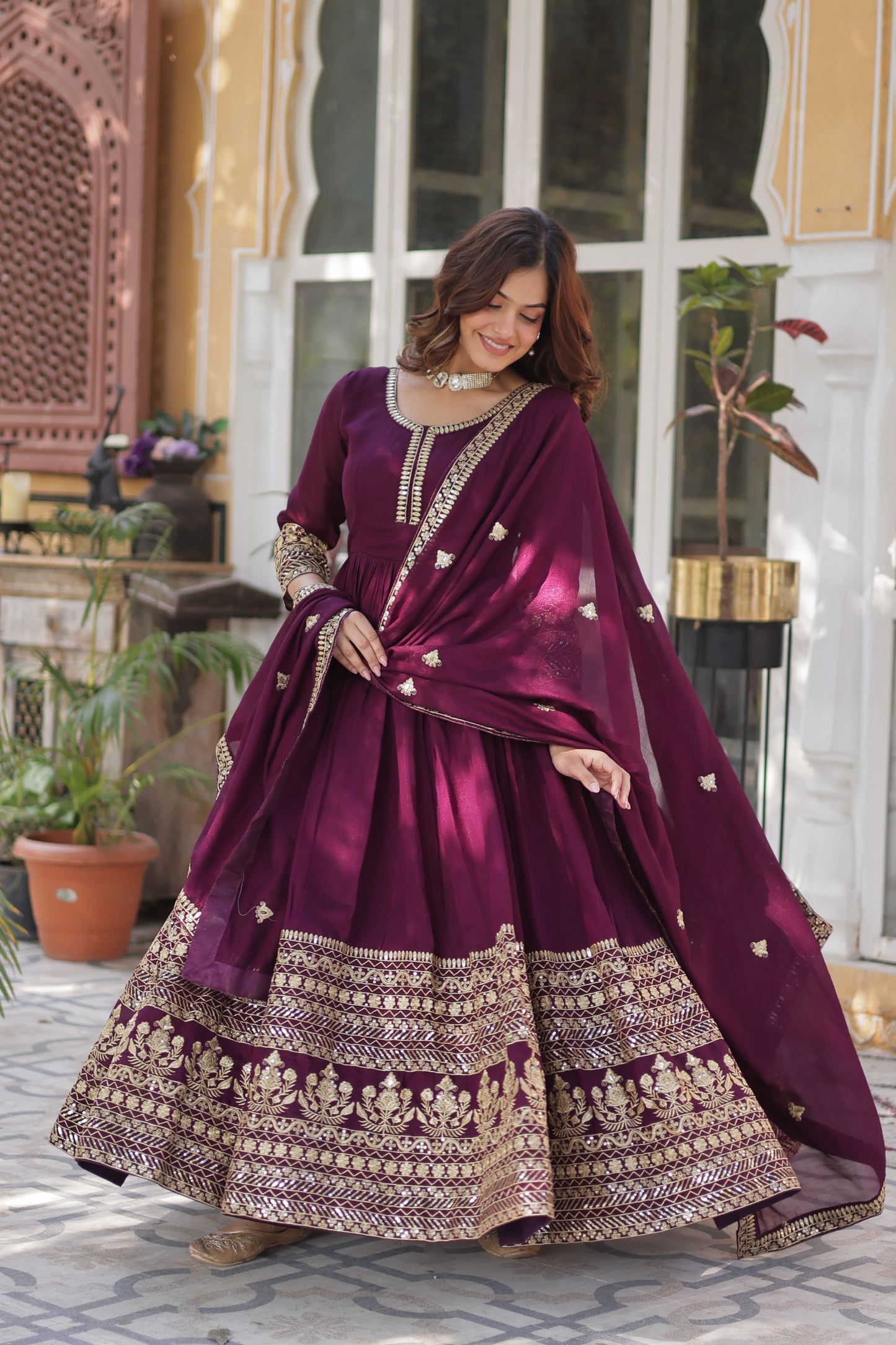 Anarkali Full Flair Readymade Wedding Festival partywear Indian gown dress