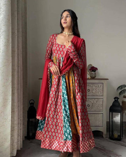 Full Flaired long anarkali gown Wedding Festival partywear Indian Ready To Wear dress