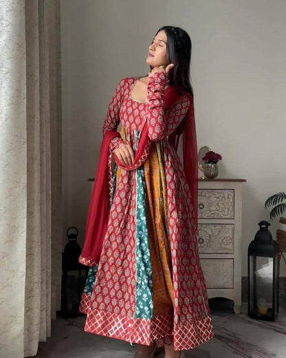 Full Flaired long anarkali gown Wedding Festival partywear Indian Ready To Wear dress