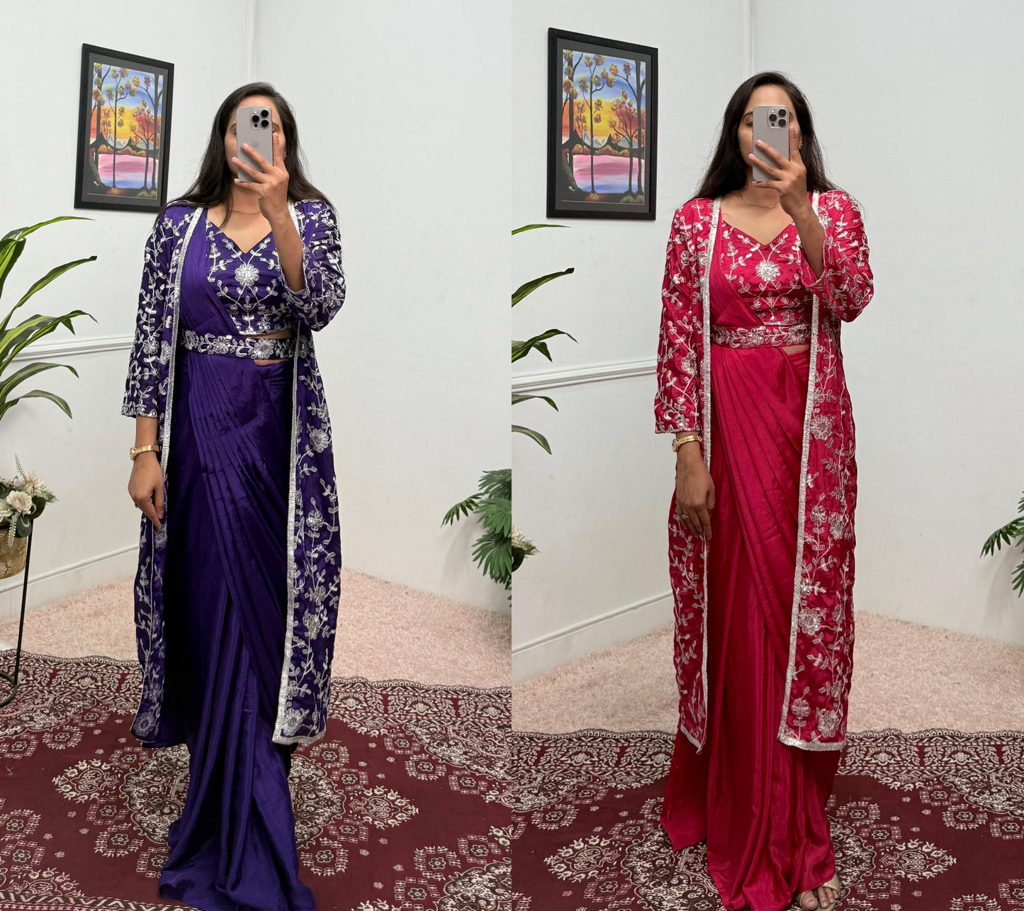 Indowestern Wedding Festival Partywear Saree With Koti Stitched Ready To Wear