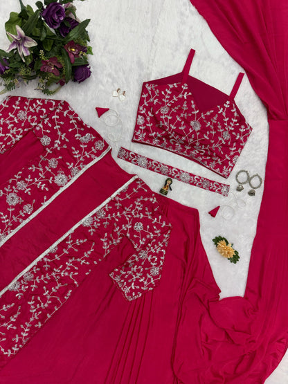Indowestern Wedding Festival Partywear Saree With Koti Stitched Ready To Wear