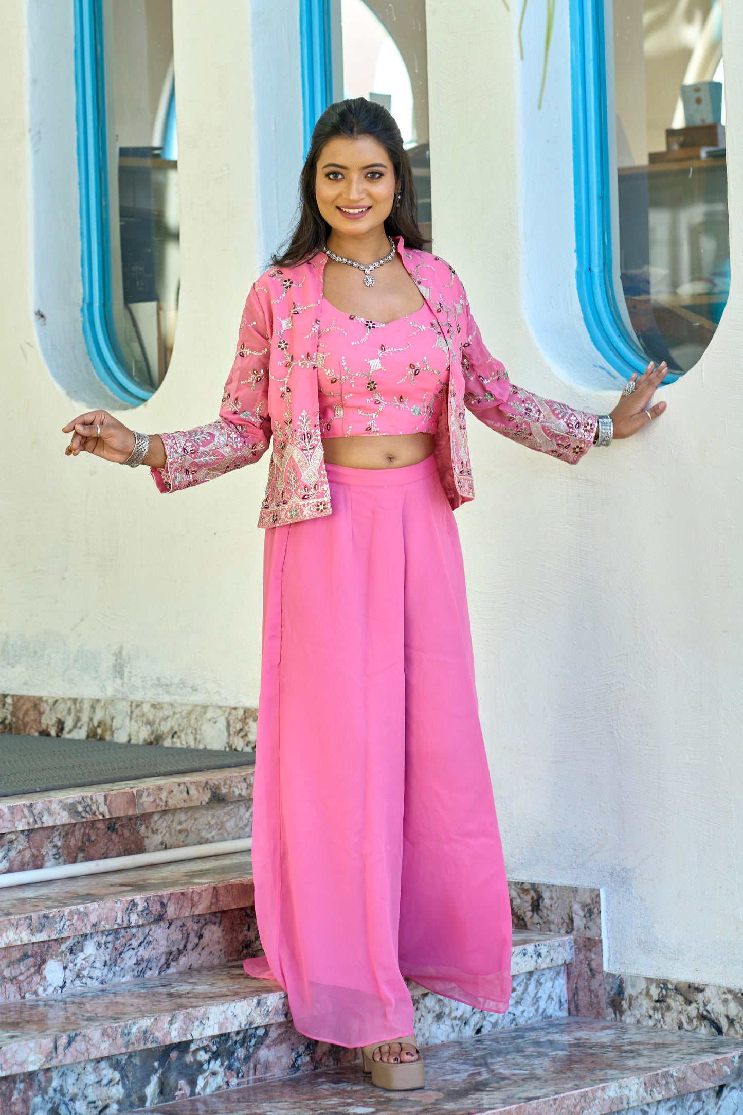 Indowestern top Palazzo with koti wedding Festival partywear dress