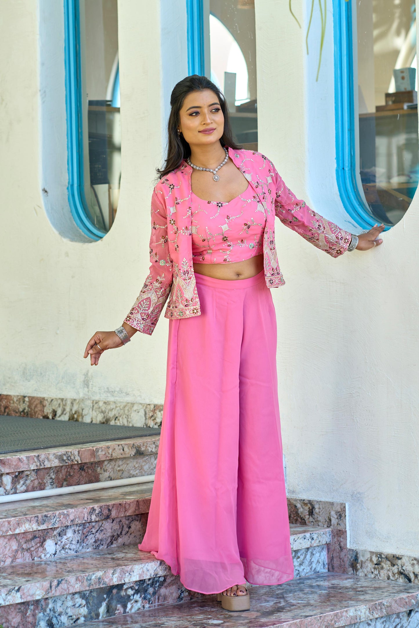 Indowestern top Palazzo with koti wedding Festival partywear dress
