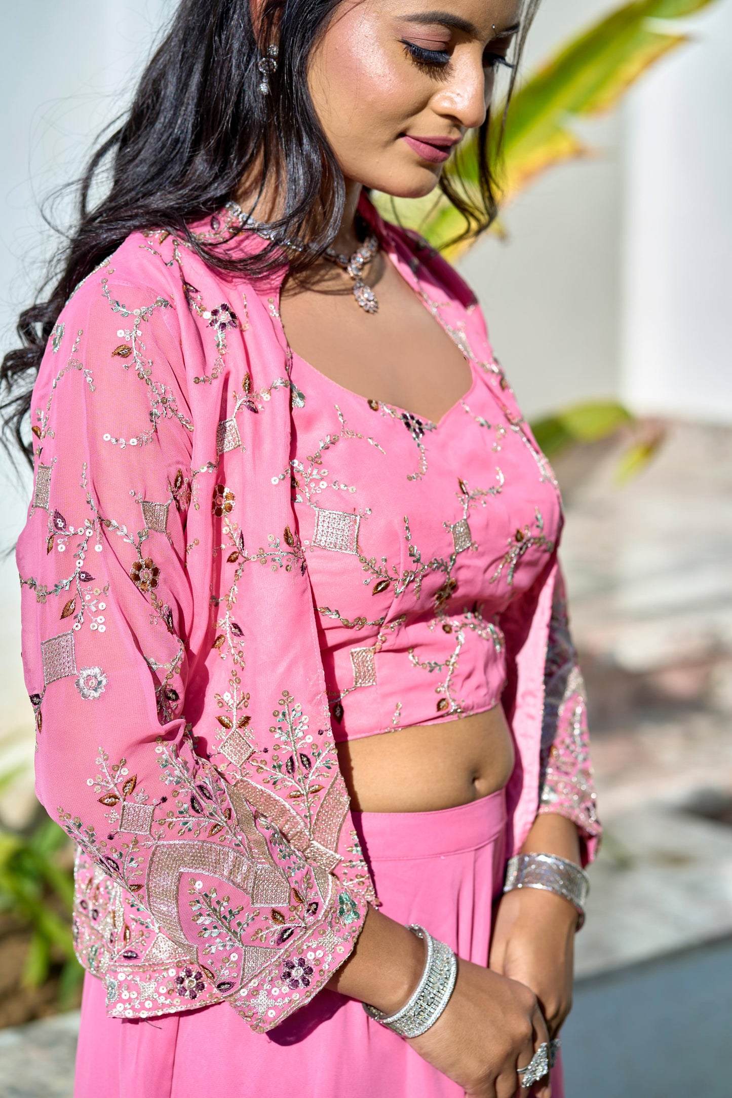 Indowestern top Palazzo with koti wedding Festival partywear dress