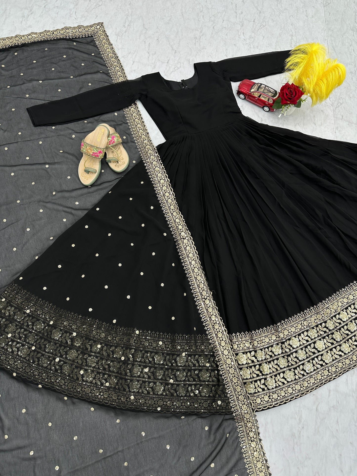 Anarkali Full Flair Readymade Gown With Dupatta Set