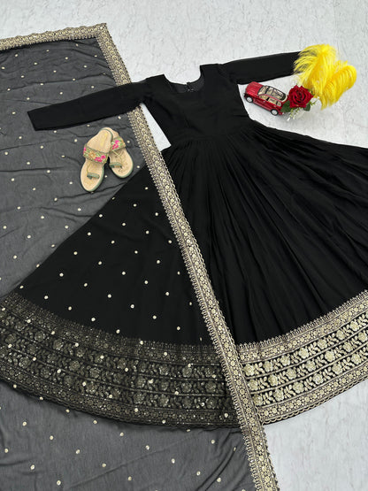 Anarkali Full Flair Readymade Gown With Dupatta Set