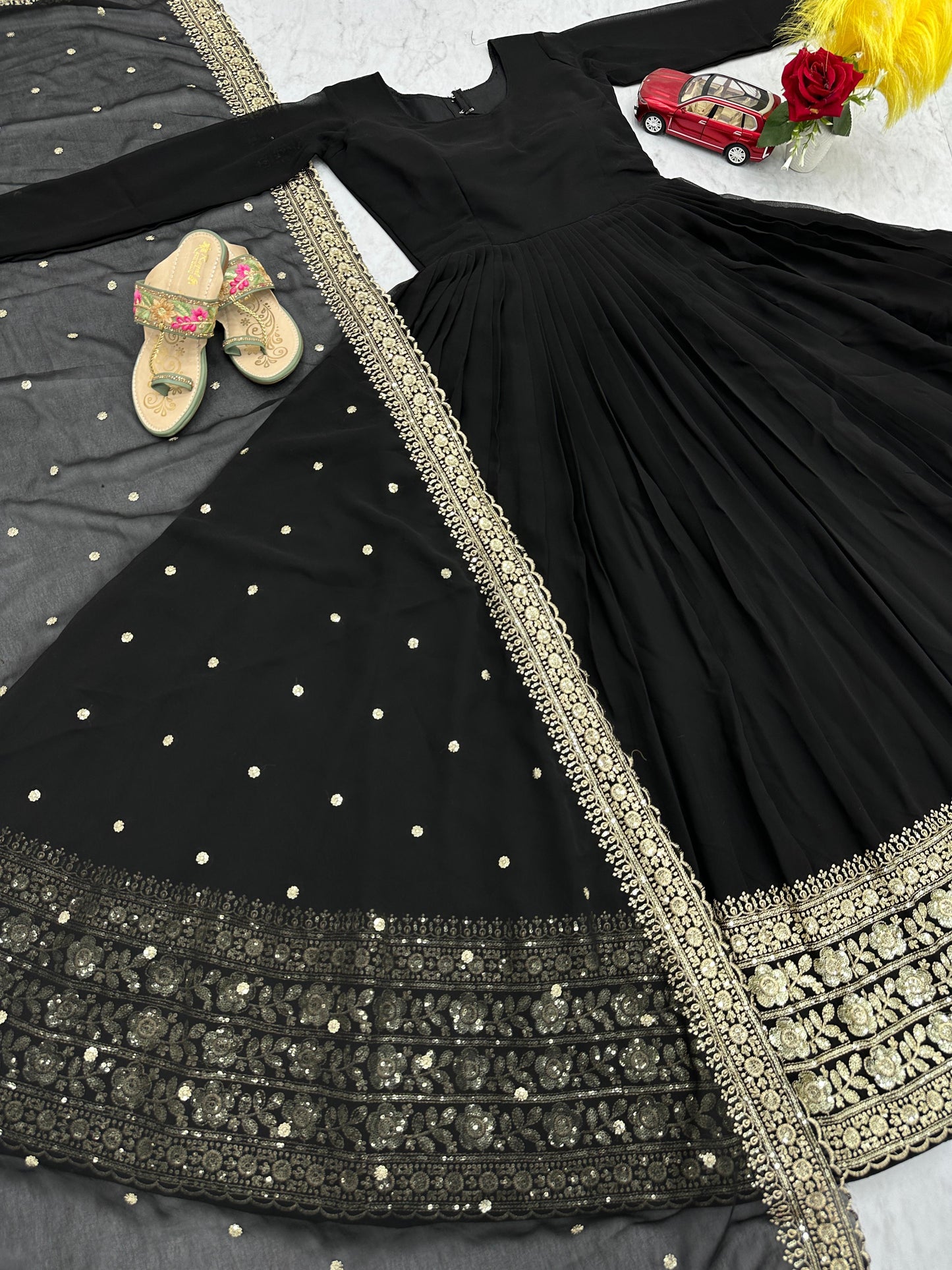 Anarkali Full Flair Readymade Gown With Dupatta Set