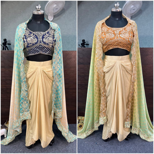 Indowestern shrug skirt and blouse for wedding Festival partywear Readymade dress
