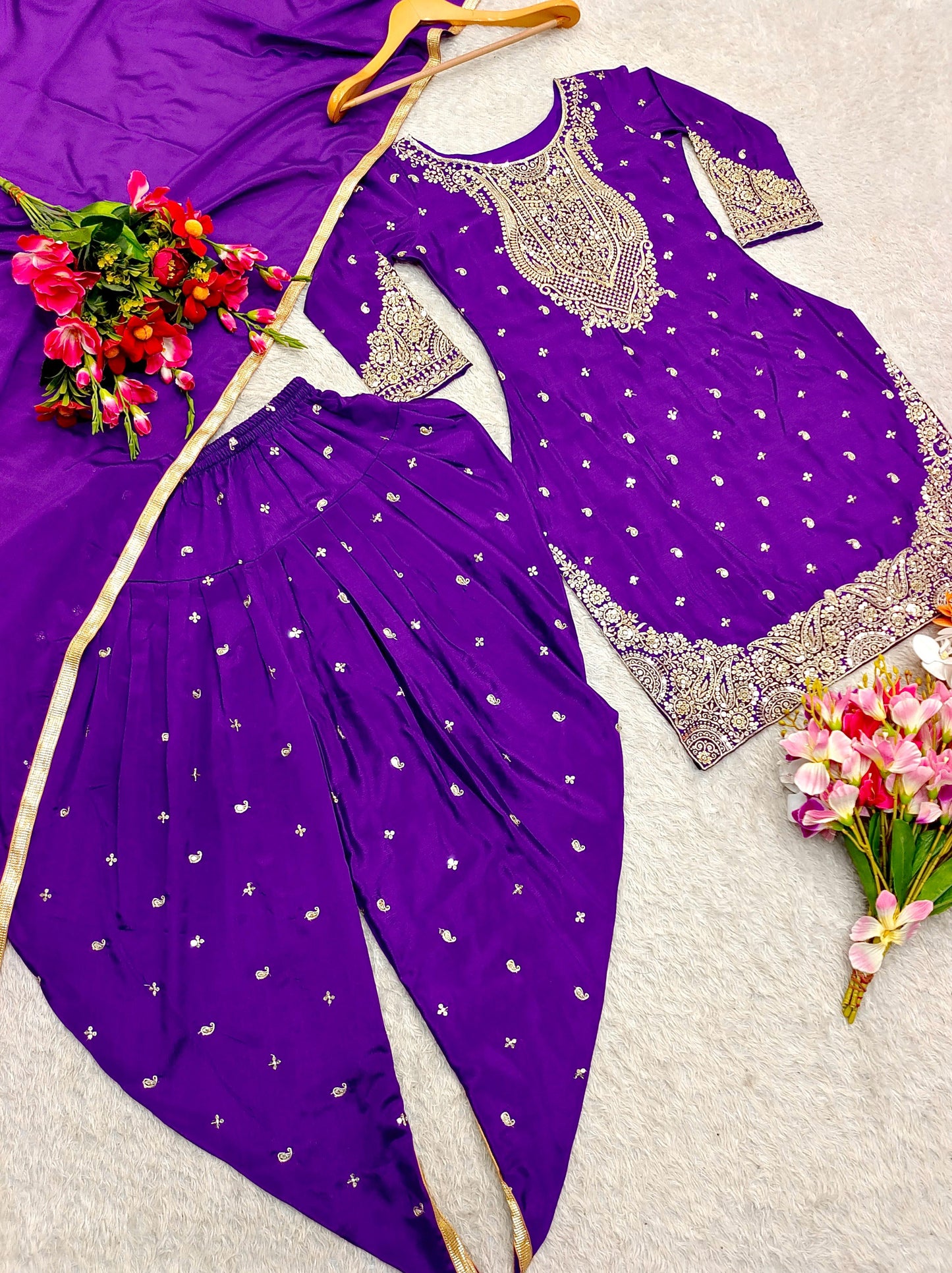 Punjabi Dhoti Salwar suit Readymade Indian wedding Festival partywear salwar kameez dress