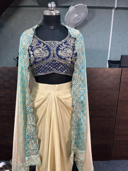 Indowestern shrug skirt and blouse for wedding Festival partywear Readymade dress
