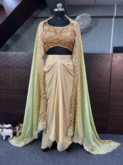 Indowestern shrug skirt and blouse for wedding Festival partywear Readymade dress