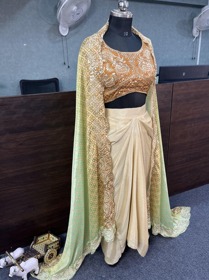 Indowestern shrug skirt and blouse for wedding Festival partywear Readymade dress