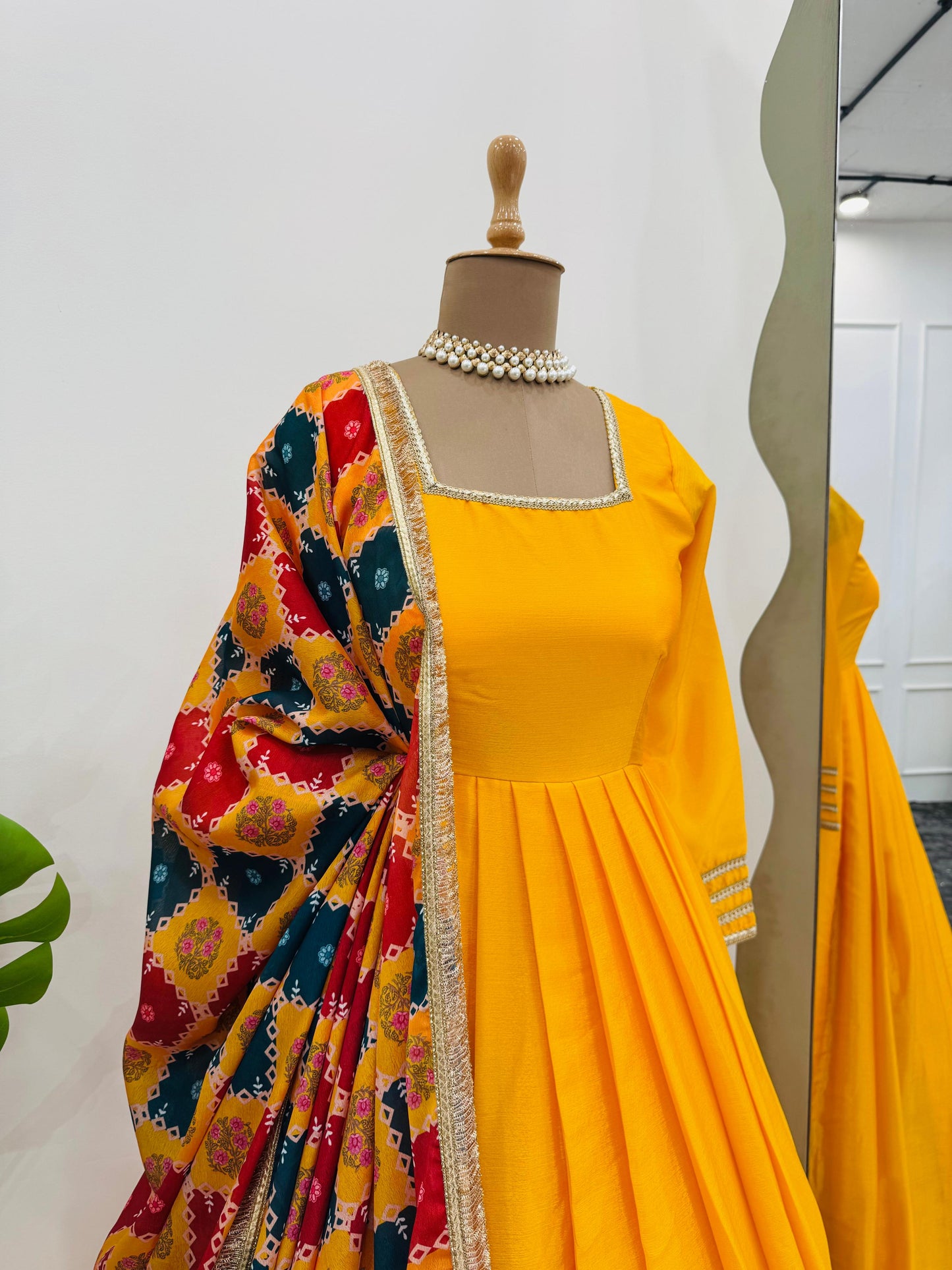 Haldi Anarkali Full Flair Readymade Indian wedding Festival partywear salwar kameez dress