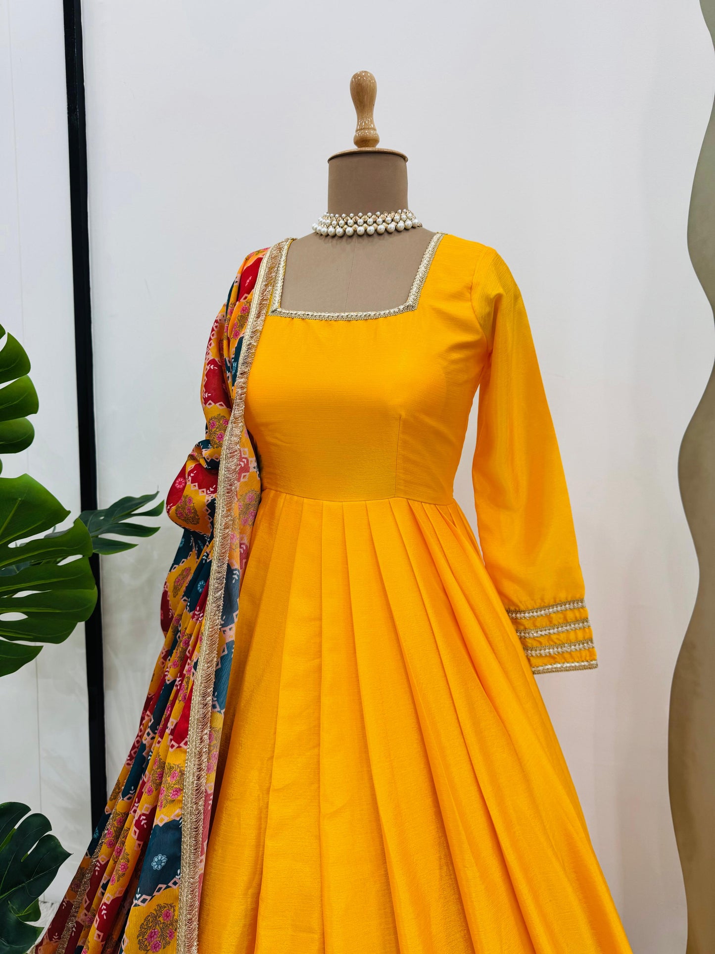 Haldi Anarkali Full Flair Readymade Indian wedding Festival partywear salwar kameez dress