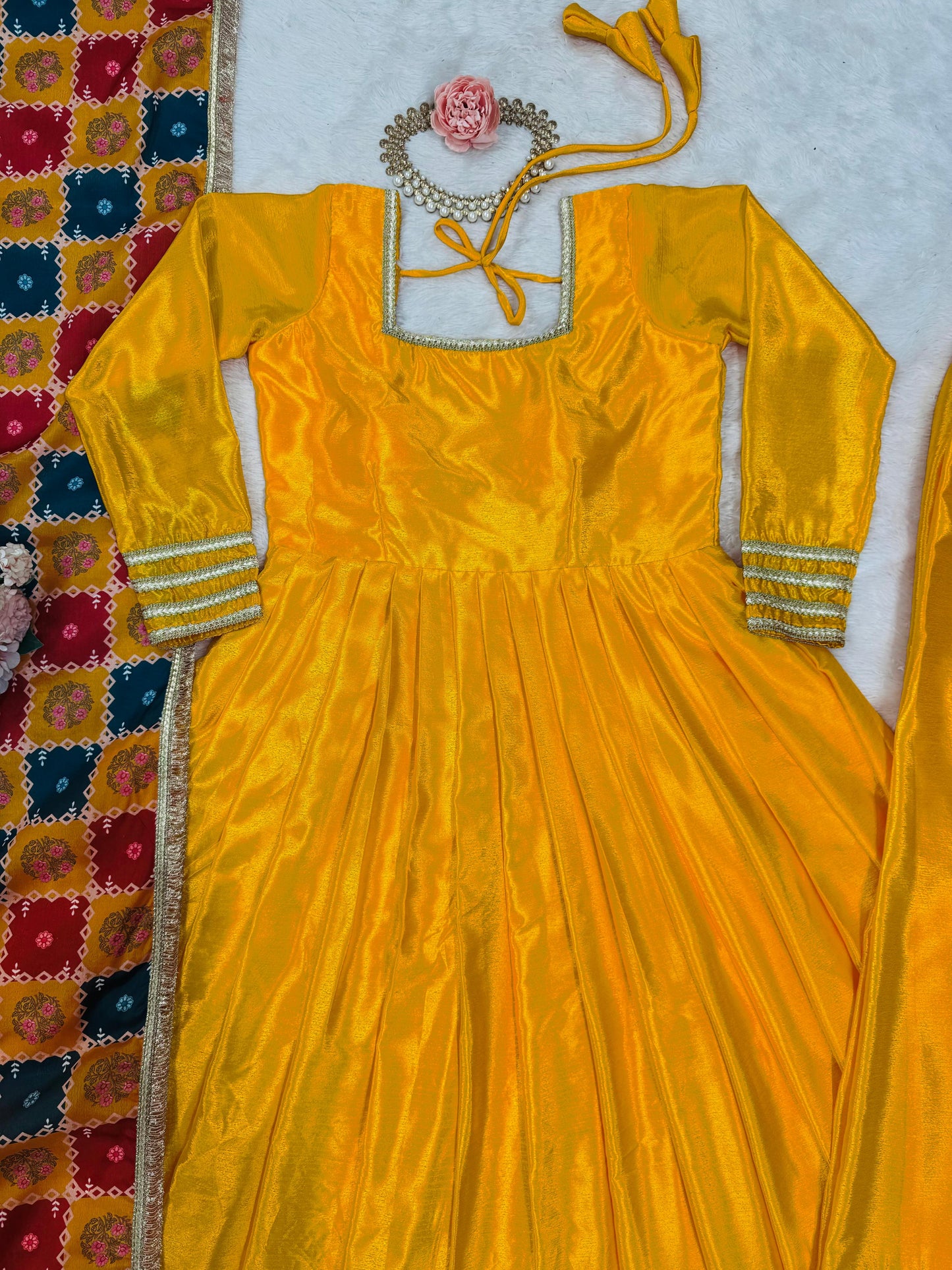 Haldi Anarkali Full Flair Readymade Indian wedding Festival partywear salwar kameez dress