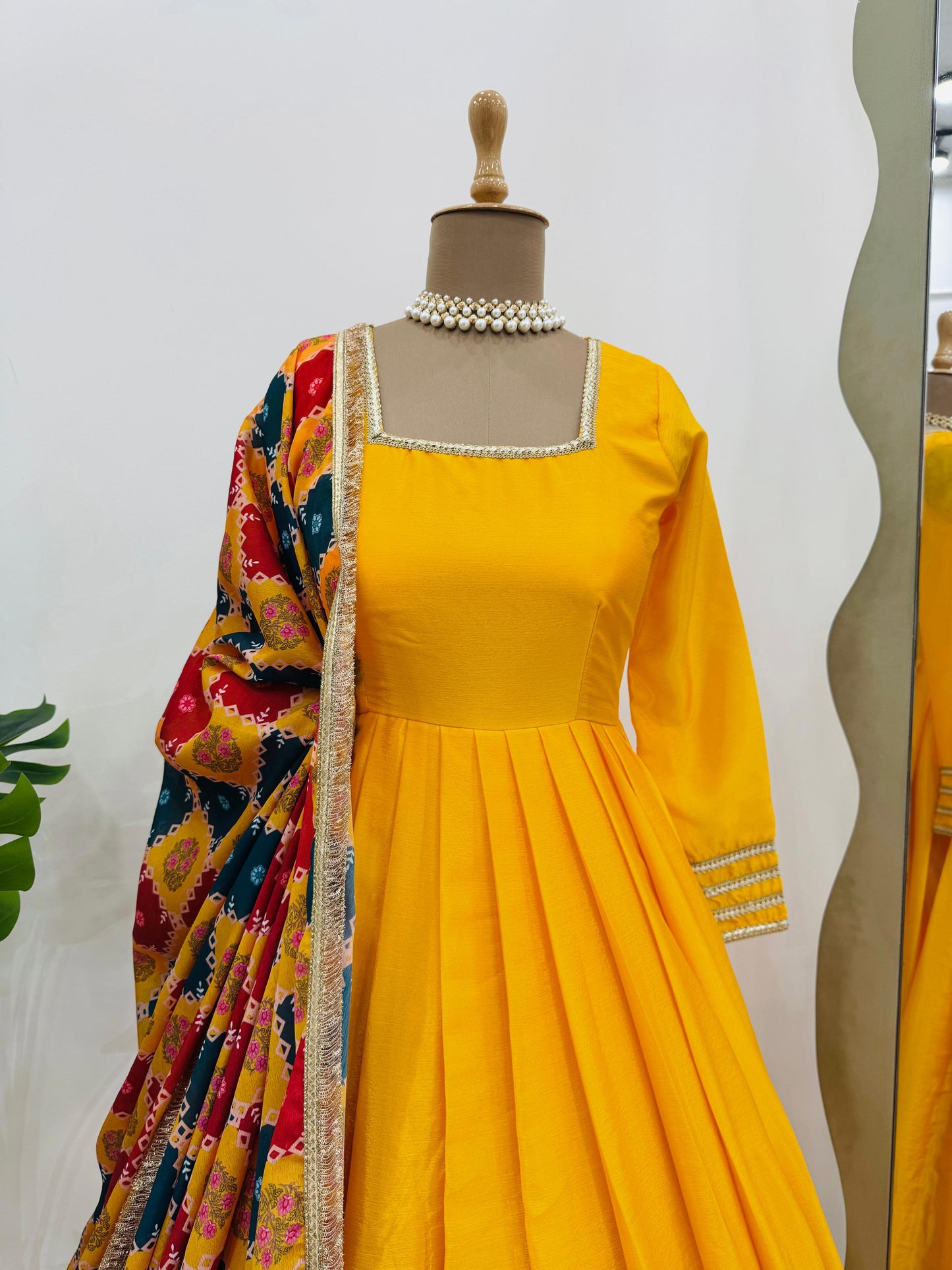 Haldi Anarkali Full Flair Readymade Indian wedding Festival partywear salwar kameez dress