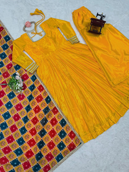 Haldi Anarkali Full Flair Readymade Indian wedding Festival partywear salwar kameez dress