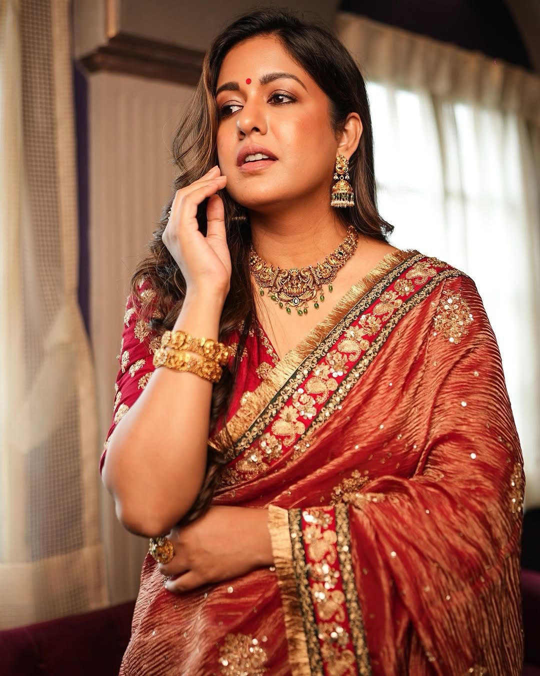 Wedding wear Readymade Indian saree with blouse for festival partywear