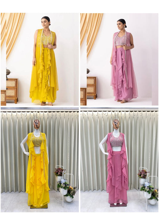 Indowestern Dhoti Blouse Koti for wedding Festival partywear dress