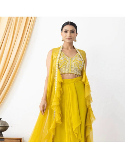 Indowestern Dhoti Blouse Koti for wedding Festival partywear dress