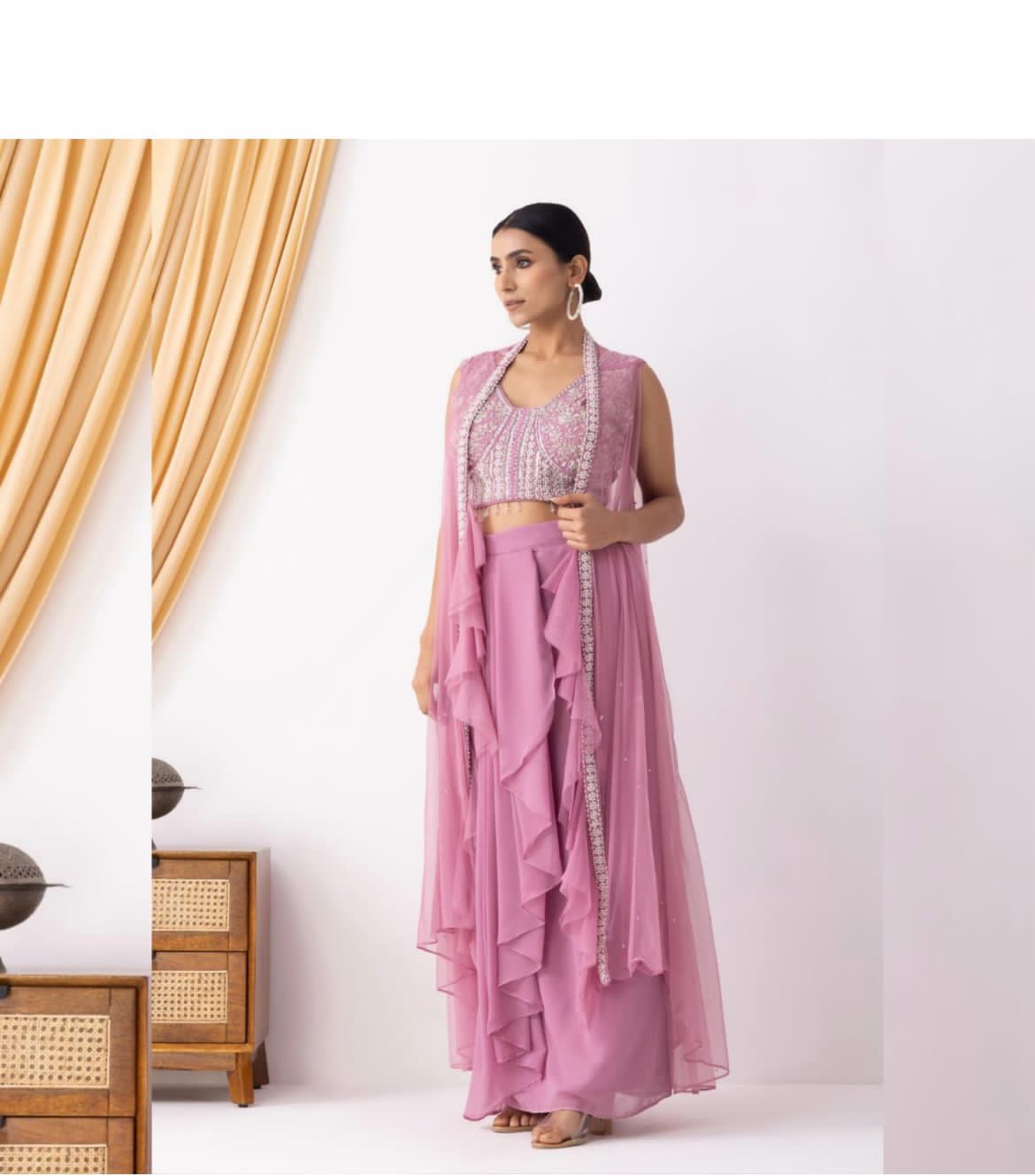 Indowestern Dhoti Blouse Koti for wedding Festival partywear dress