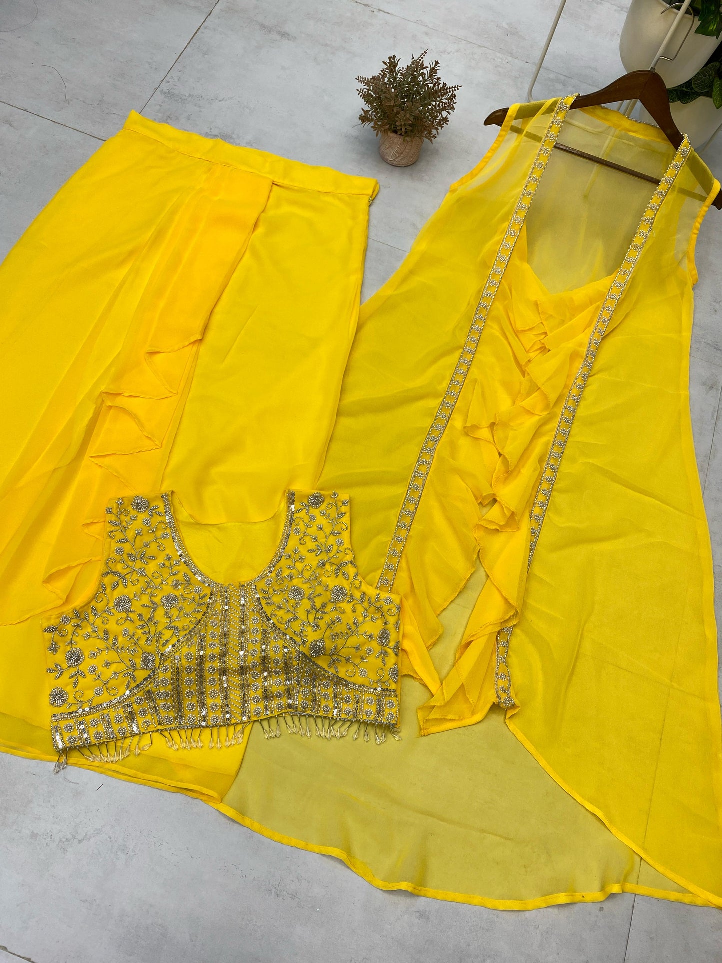 Indowestern Dhoti Blouse Koti for wedding Festival partywear dress