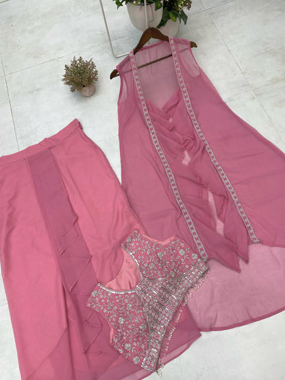 Indowestern Dhoti Blouse Koti for wedding Festival partywear dress