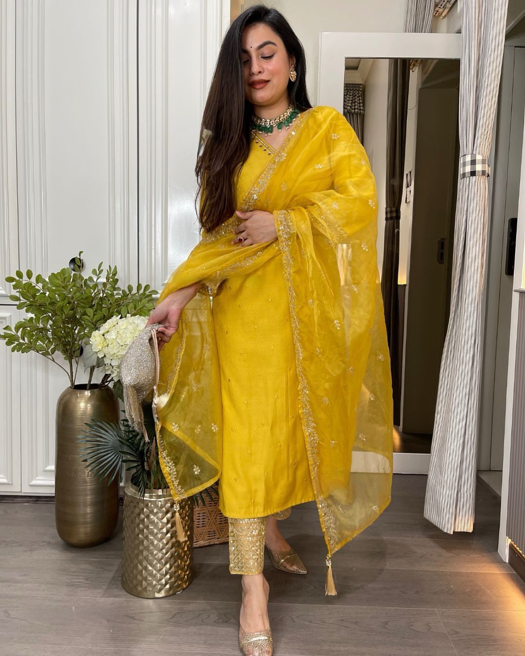 Haldi wear yellow Readymade Indian wedding Festival partywear salwar kameez dress