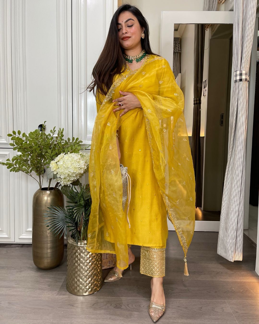 Haldi wear yellow Readymade Indian wedding Festival partywear salwar kameez dress
