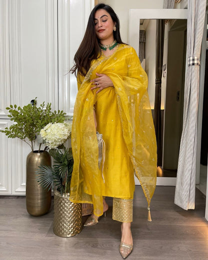 Haldi wear yellow Readymade Indian wedding Festival partywear salwar kameez dress