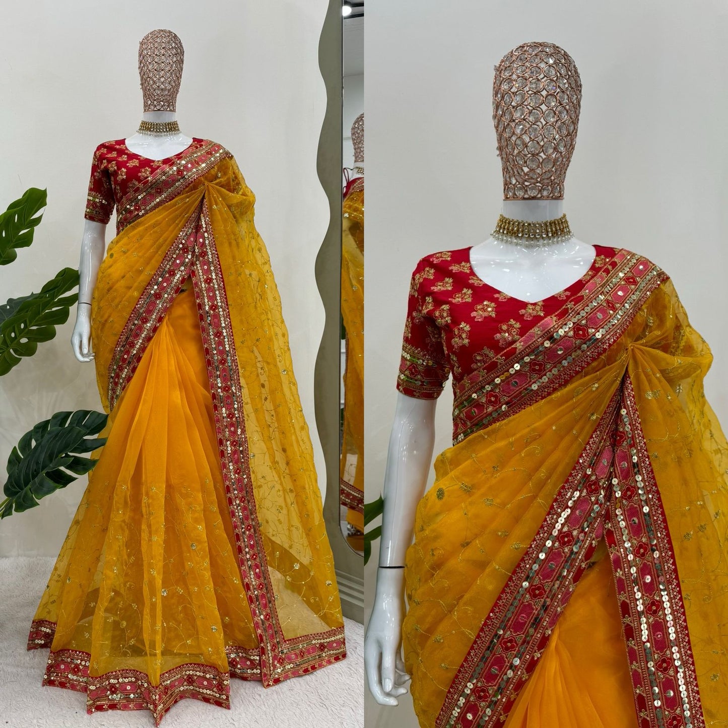 Haldi Premium Wedding Festival partywear saree with blouse