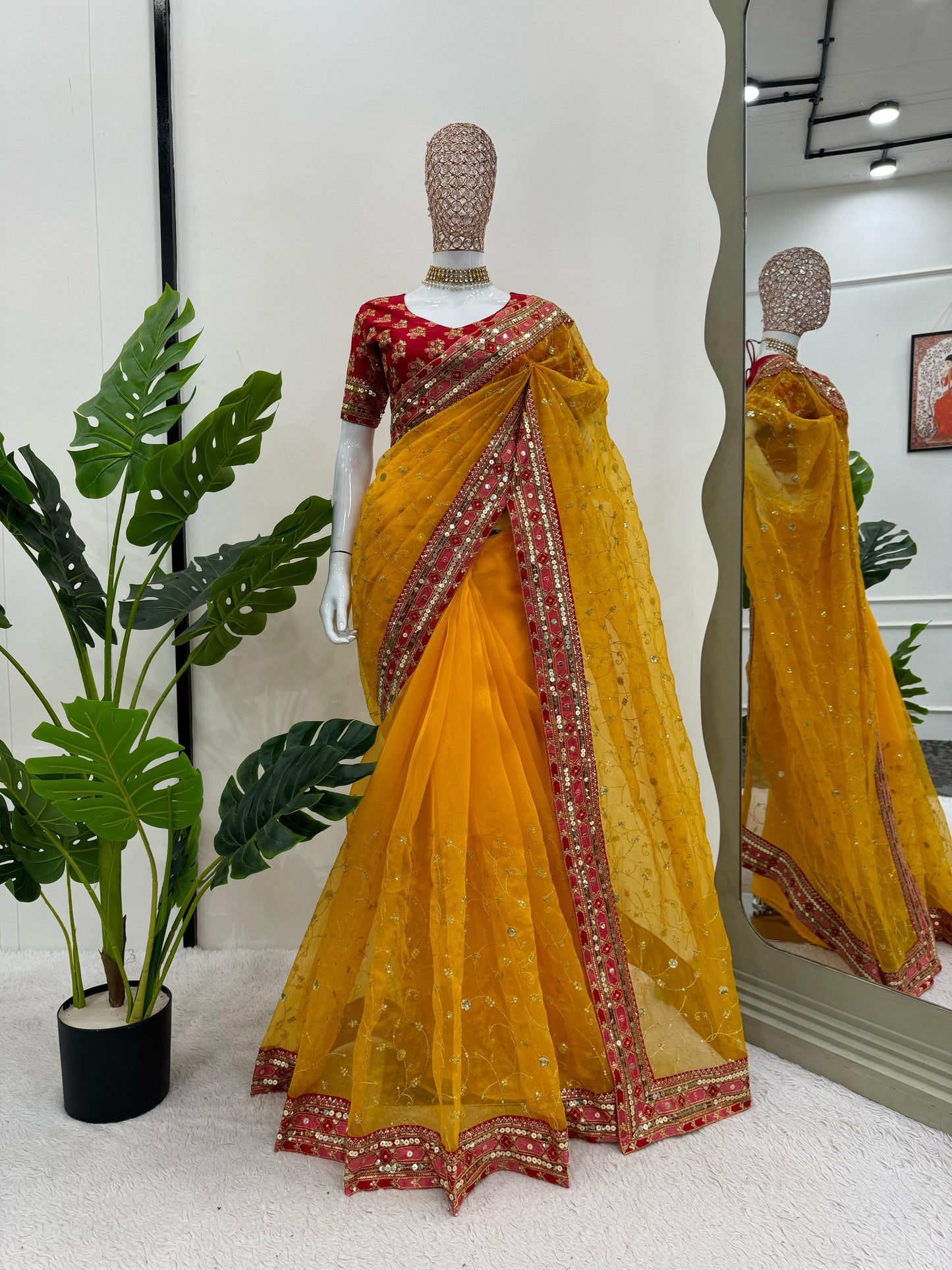 Haldi Premium Wedding Festival partywear saree with blouse