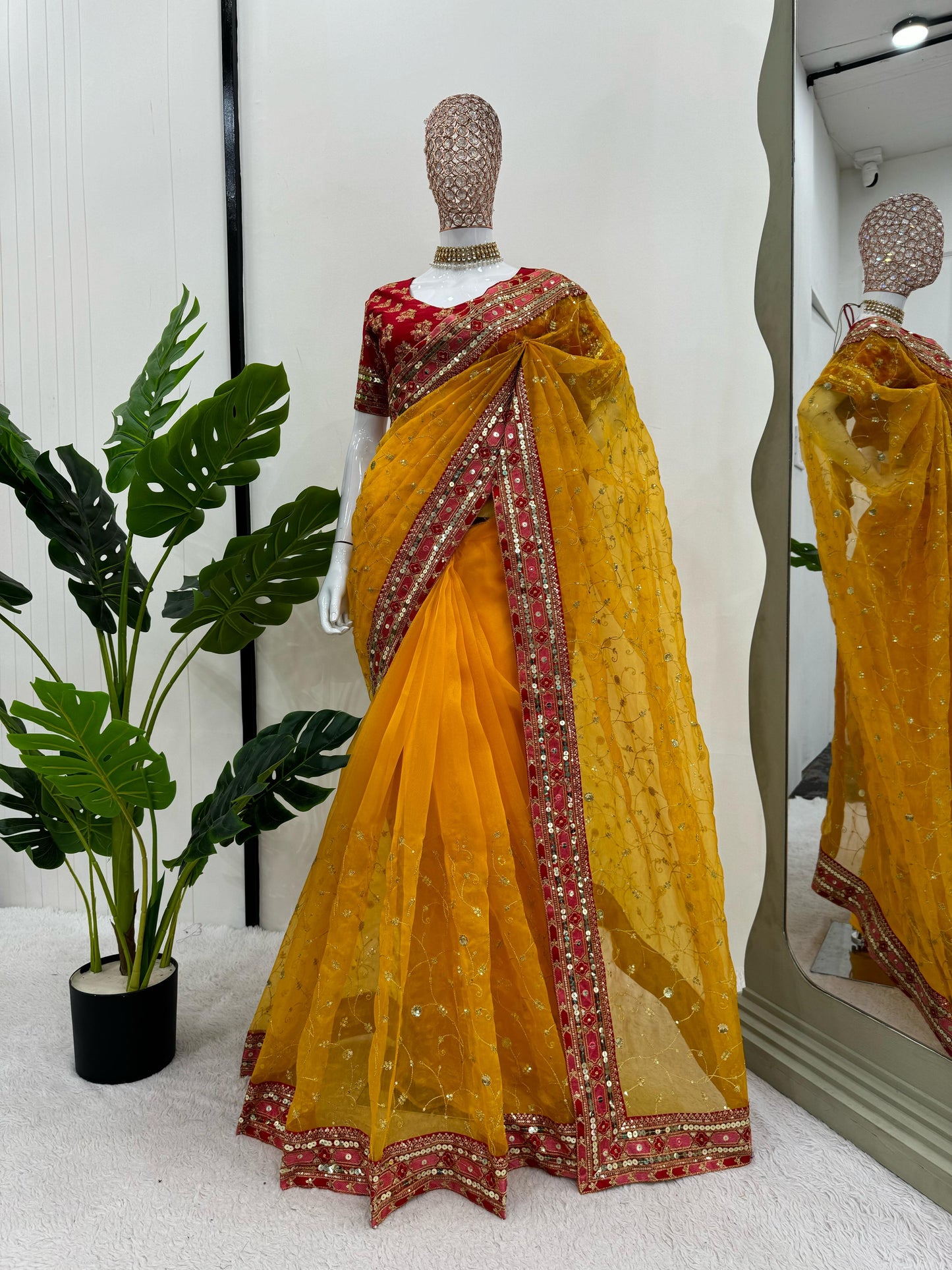 Haldi Premium Wedding Festival partywear saree with blouse