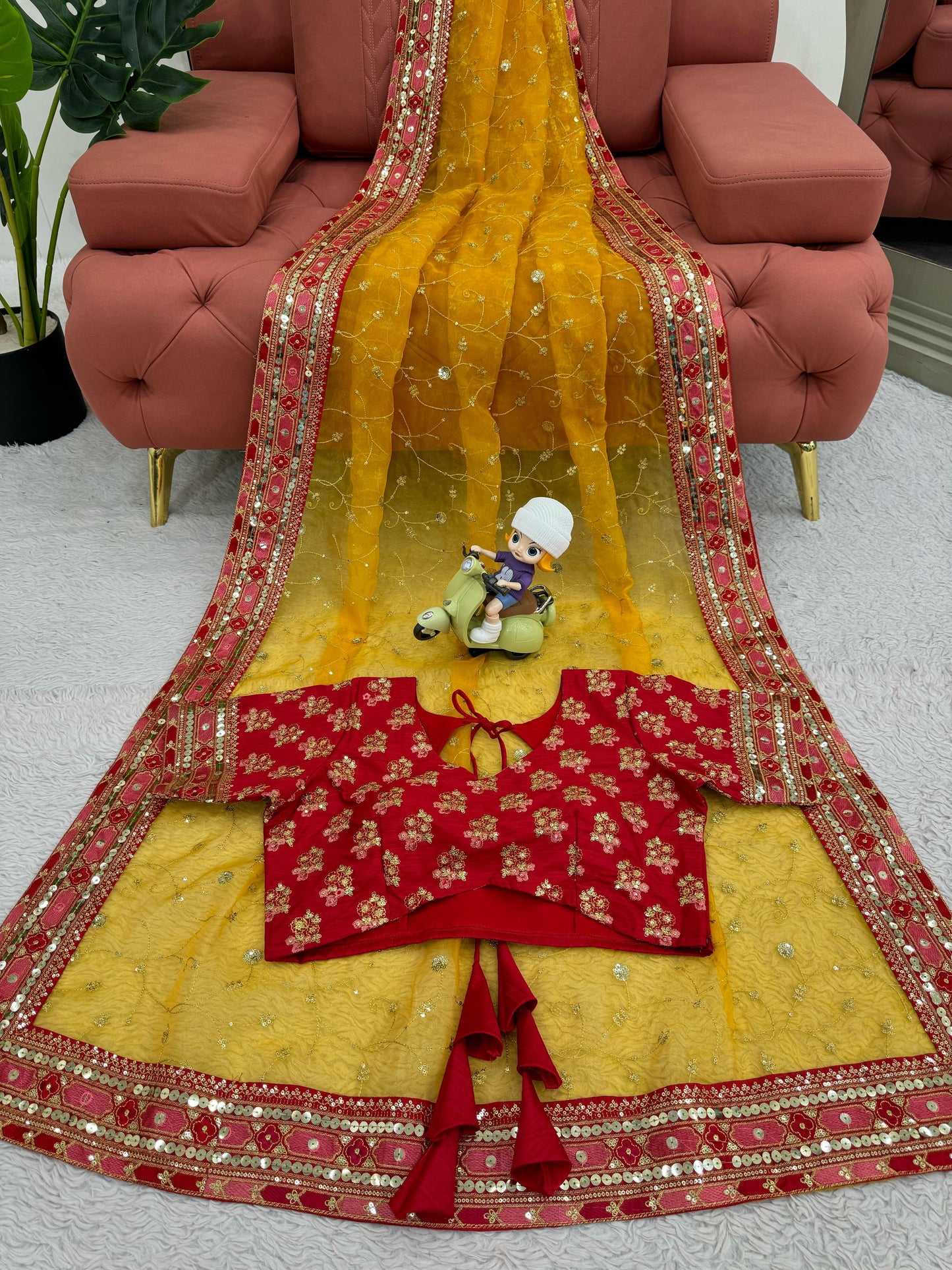 Haldi Premium Wedding Festival partywear saree with blouse