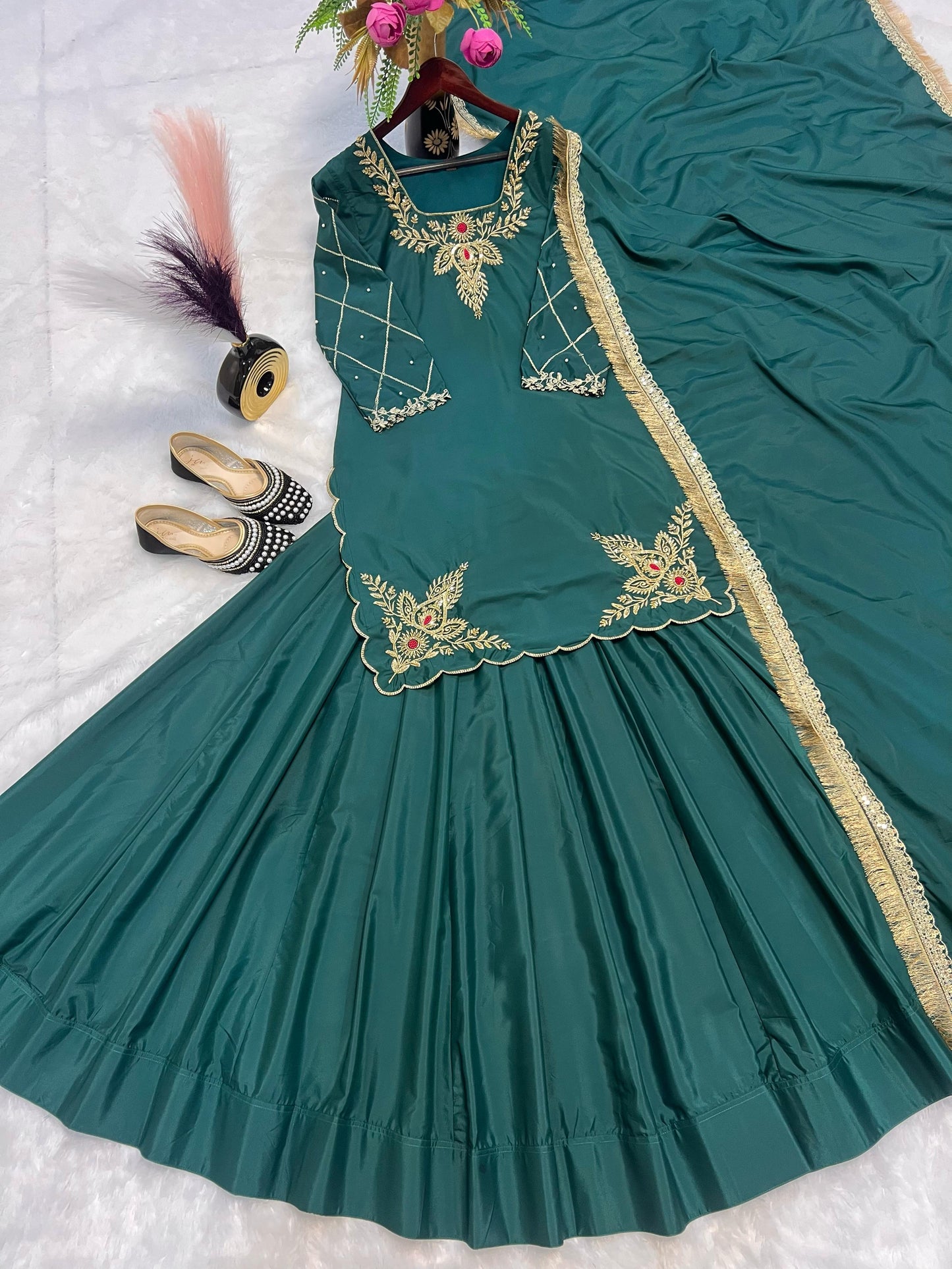 Top Lehenga with Dupatta Readymade Stitched Wedding Festival partywear Pakistani dress