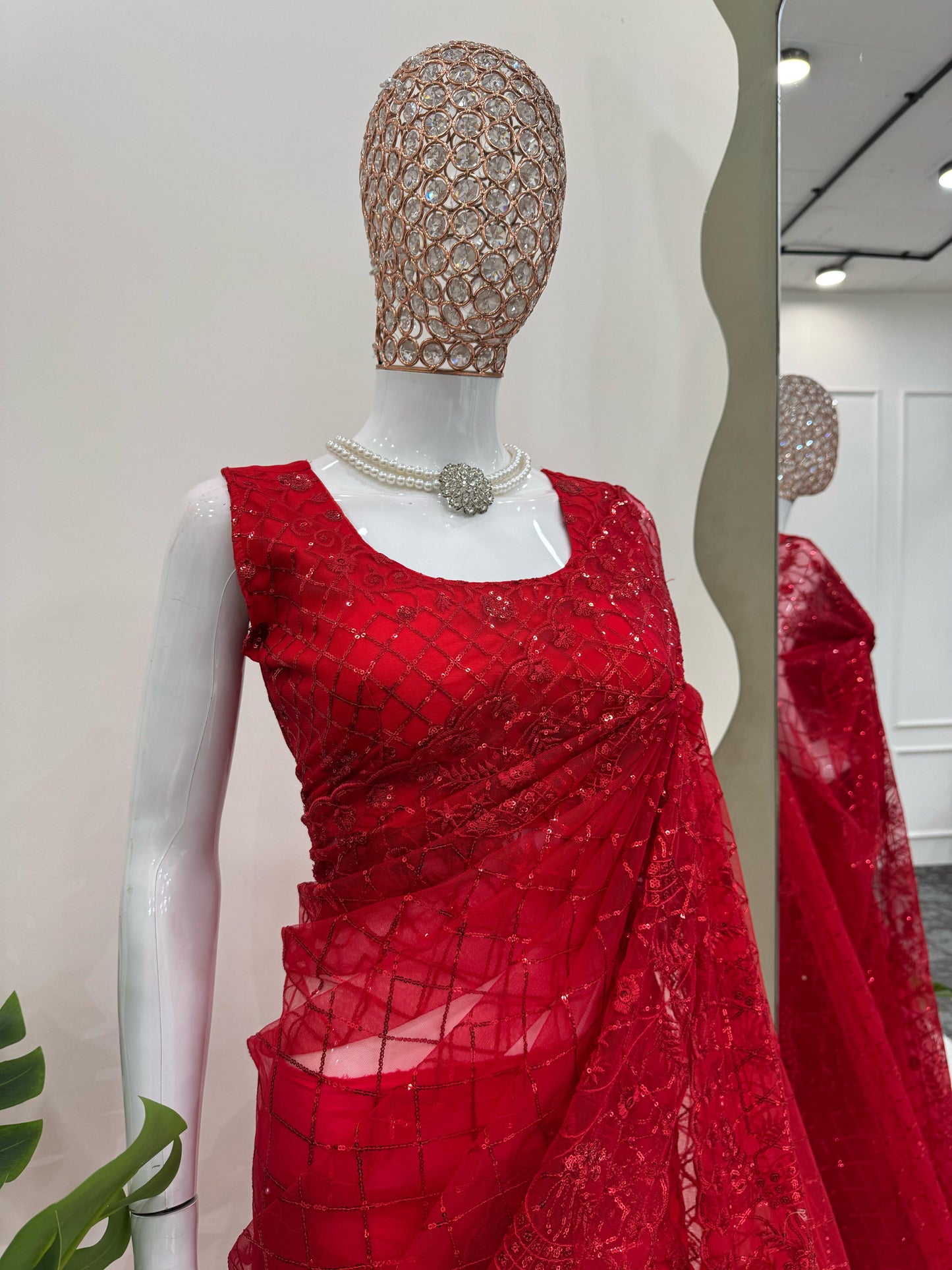 Red Wedding wear premium saree with blouse Readymade Festival partywear saree