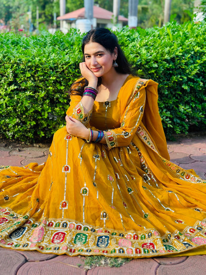 Anarkali Full Flair haldi wedding salwar kameez dress