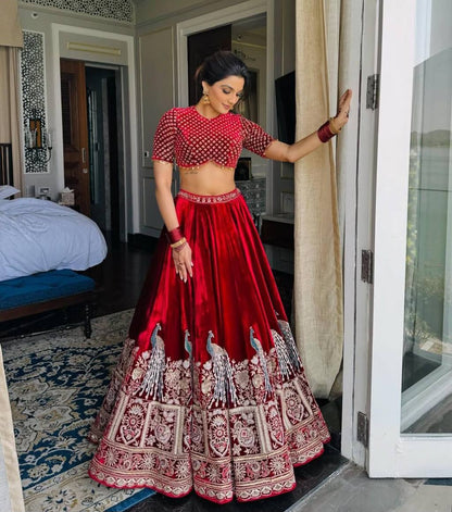 Premium heavy red wedding wear lehenga choli stitched bridal Designer lehenga