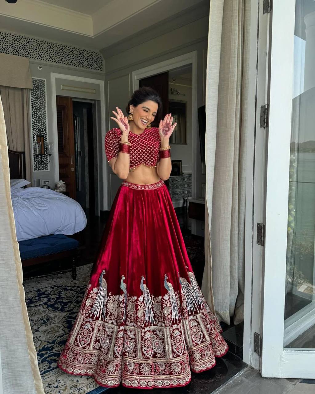 Premium heavy red wedding wear lehenga choli stitched bridal Designer lehenga
