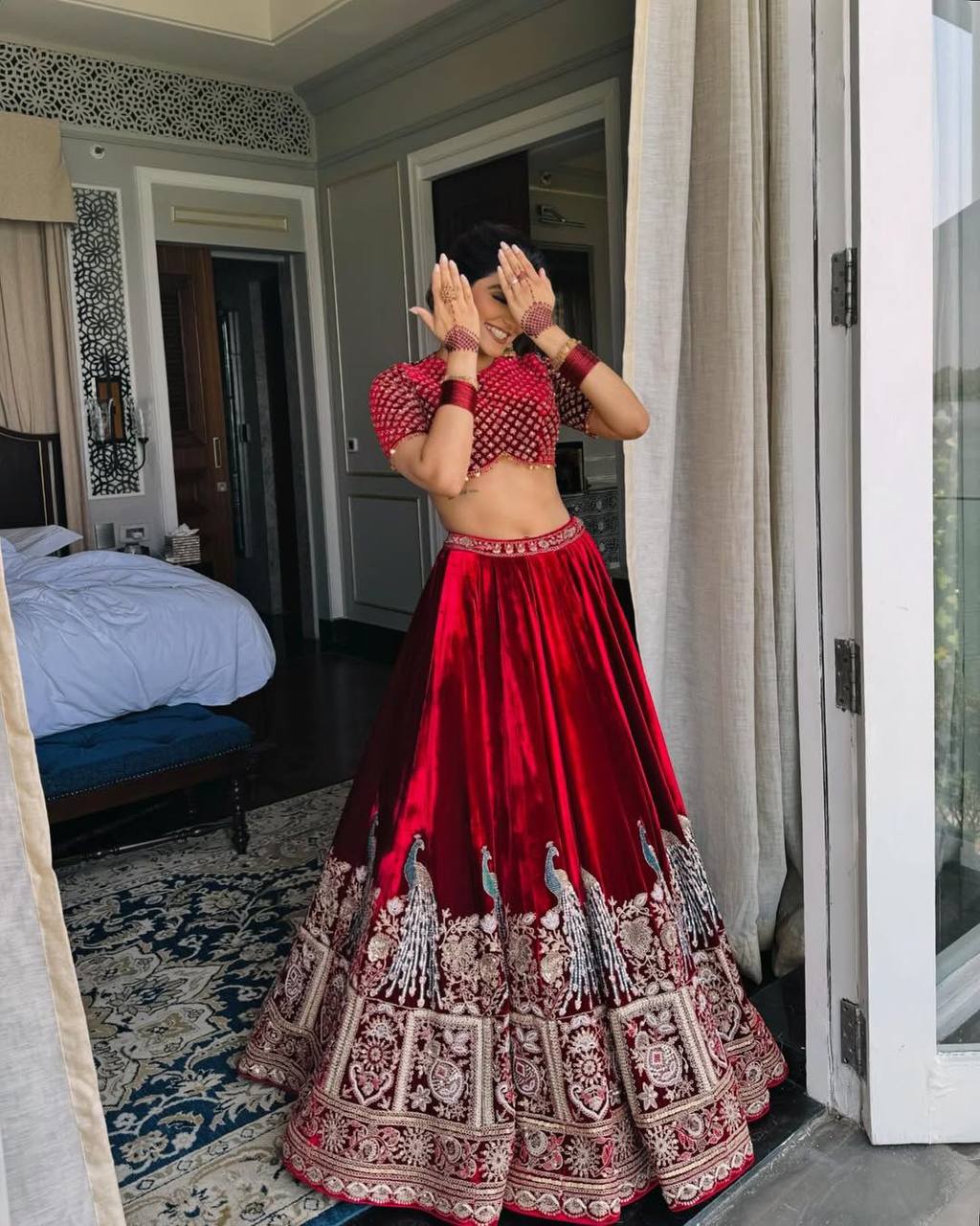 Premium heavy red wedding wear lehenga choli stitched bridal Designer lehenga