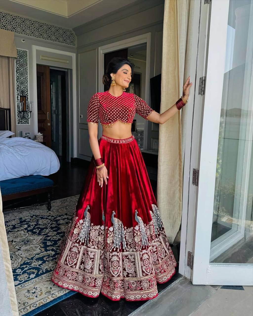Premium heavy red wedding wear lehenga choli stitched bridal Designer lehenga